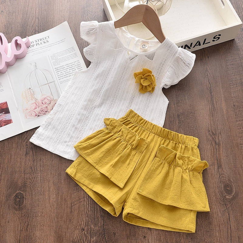 Kid Baby Girls Clothes Sets Summer Sleeveless Tops Shorts Fashion Lovely Clothing