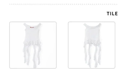 Kid Hip Hop Clothing Dance Costumes Clothes White Off Shoulder LaceParachute Jeans Baggy Pants for Girl Top Denim Blue Casual