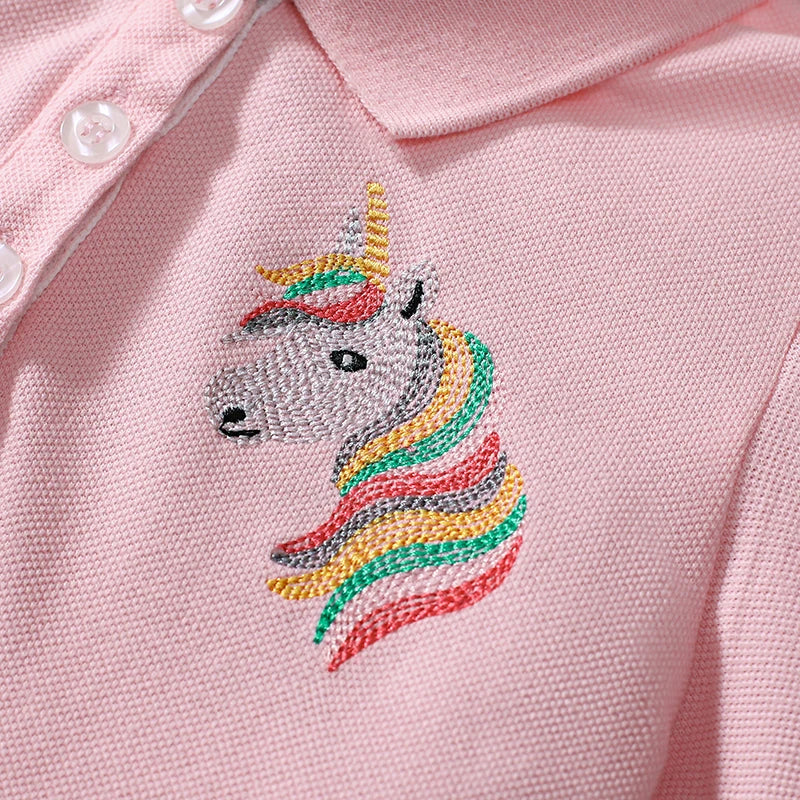 Kids Clothes Children's Clothing Baby Girls 2025 New Summer Cotton Embroidered Cartoon Unicron Dresses