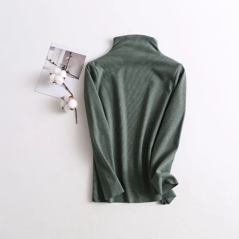 Kid's Clothes Base Shirt  2024 Autumn New Girls Simple Solid Half-high Collar Blouse Boys Warm Fit Bottoming Shirt Tops
