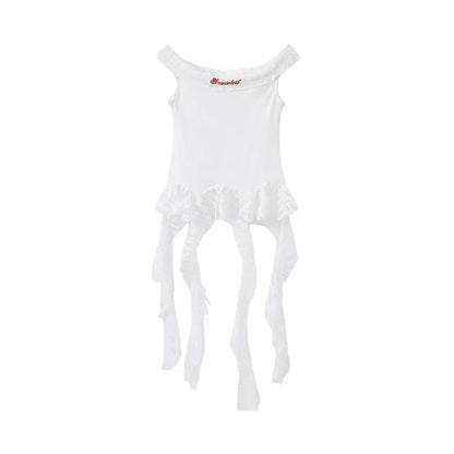 Kid Hip Hop Clothing Dance Costumes Clothes White Off Shoulder LaceParachute Jeans Baggy Pants for Girl Top Denim Blue Casual