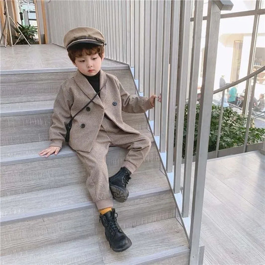 Kid Boys Spring and Fall Suit Boys Baby Clothes Set 2024 New Children's Clothing Casual Tops + pants 2 Piece Set Formal wear
