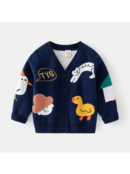 Kid Coat Baby Boys Sweater Winter Clothes Toddler Cute Infant Sweater Cardigan Knit Top Animal Print Infant Knitwear Coat
