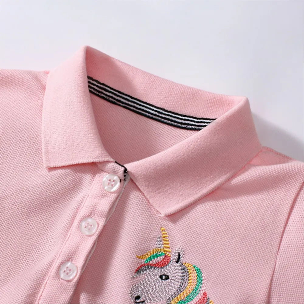 Kids Clothes Children's Clothing Baby Girls 2025 New Summer Cotton Embroidered Cartoon Unicron Dresses