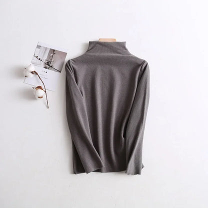 Kid's Clothes Base Shirt  2024 Autumn New Girls Simple Solid Half-high Collar Blouse Boys Warm Fit Bottoming Shirt Tops