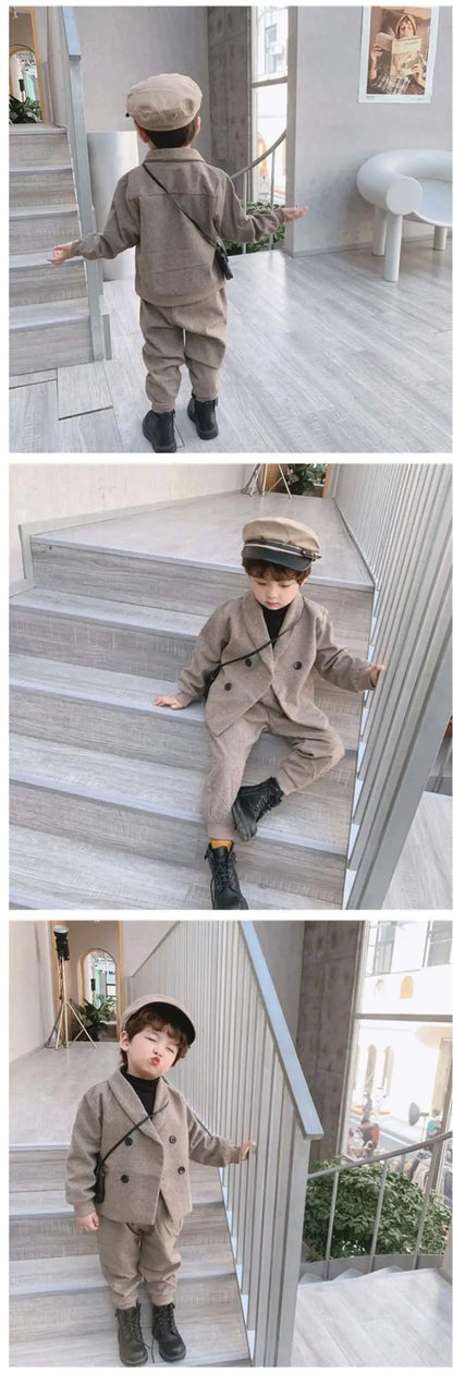 Kid Boys Spring and Fall Suit Boys Baby Clothes Set 2024 New Children's Clothing Casual Tops + pants 2 Piece Set Formal wear