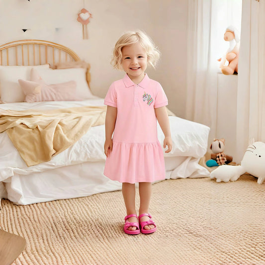 Kids Clothes Children's Clothing Baby Girls 2025 New Summer Cotton Embroidered Cartoon Unicron Dresses