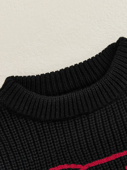 Kid Clothes Girls Autumn Knit Xmas Sweaters Long Sleeve Round Neck Bulldog/Elephant Embroidery Pullover Knitwear