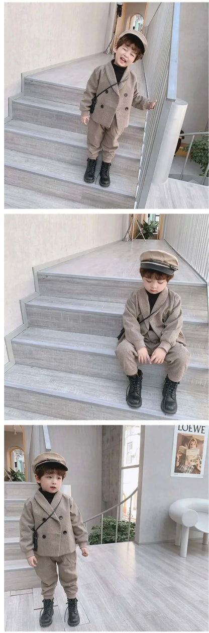 Kid Boys Spring and Fall Suit Boys Baby Clothes Set 2024 New Children's Clothing Casual Tops + pants 2 Piece Set Formal wear