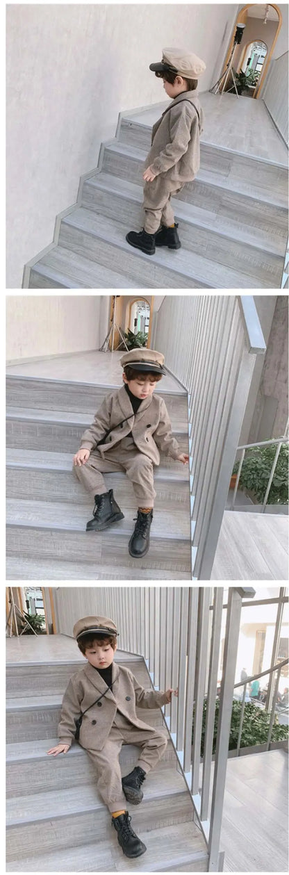 Kid Boys Spring and Fall Suit Boys Baby Clothes Set 2024 New Children's Clothing Casual Tops + pants 2 Piece Set Formal wear
