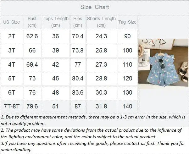 Kid's Clothing Sets for Baby Girls Floral Print Petal Sleeves Lapel Shirt & Shorts 2Pcs Set Childrens Suit Imitation Denim Outfi