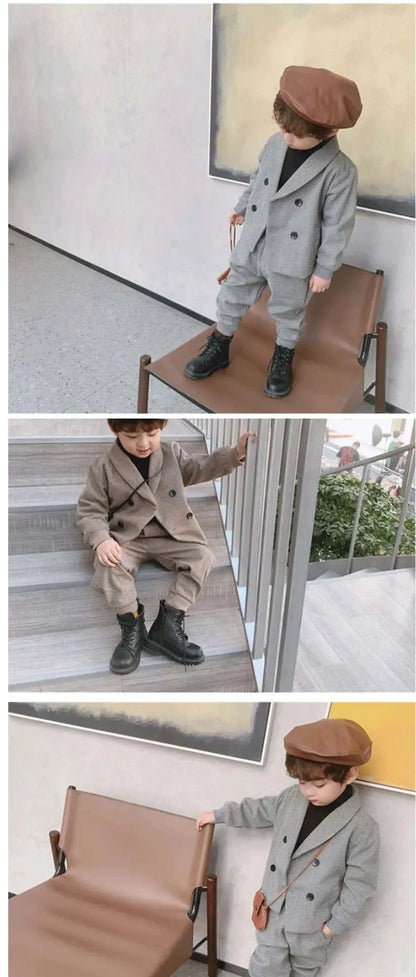 Kid Boys Spring and Fall Suit Boys Baby Clothes Set 2024 New Children's Clothing Casual Tops + pants 2 Piece Set Formal wear