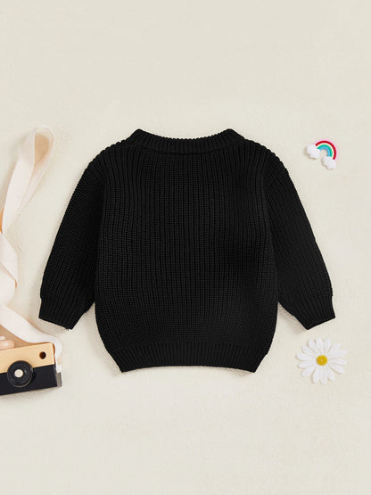 Kid Clothes Girls Autumn Knit Xmas Sweaters Long Sleeve Round Neck Bulldog/Elephant Embroidery Pullover Knitwear