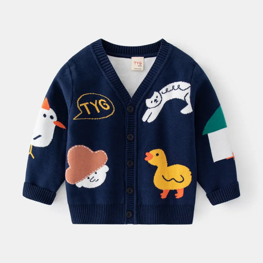 Kid Coat Baby Boys Sweater Winter Clothes Toddler Cute Infant Sweater Cardigan Knit Top Animal Print Infant Knitwear Coat