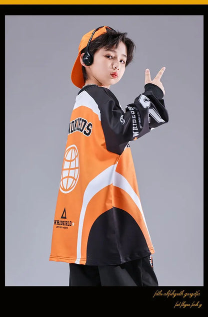 Kid Cool Hip Hop Clothing Red Black Print Sweatshirt Casual Street Sweat Jogger pants for Girl Boy Jazz Dance Costumes Clothes