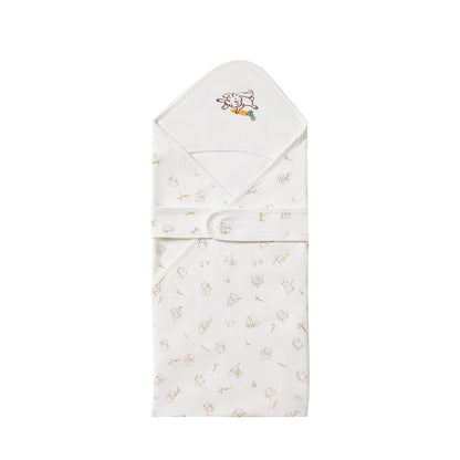 Cute Rabbit Light Cotton Baby White Swaddle Wrap-3